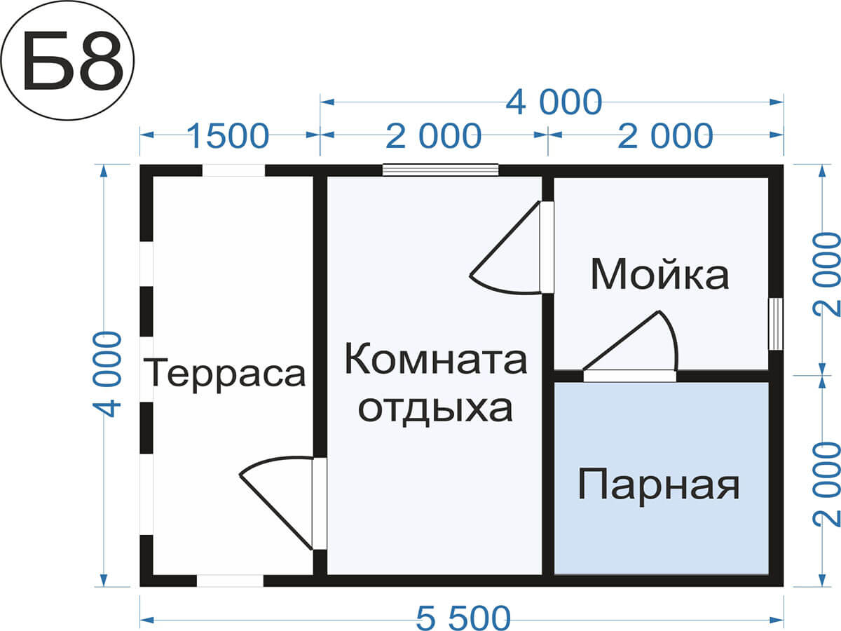 План бани 4х6 с комнатой отдыха