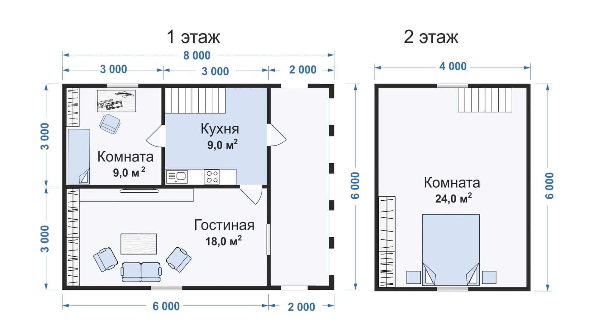 Строительство двухэтажного дома из бруса 50 кв.м 6 на 8 Кемерово |  Строительство домов и бань из бруса