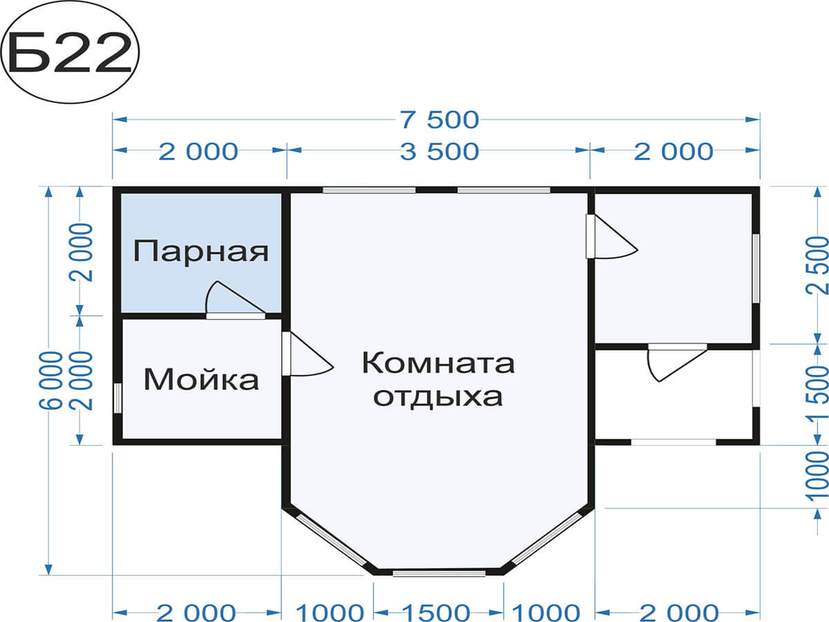 Проект бани из блоков с парилкой и мойкой фото